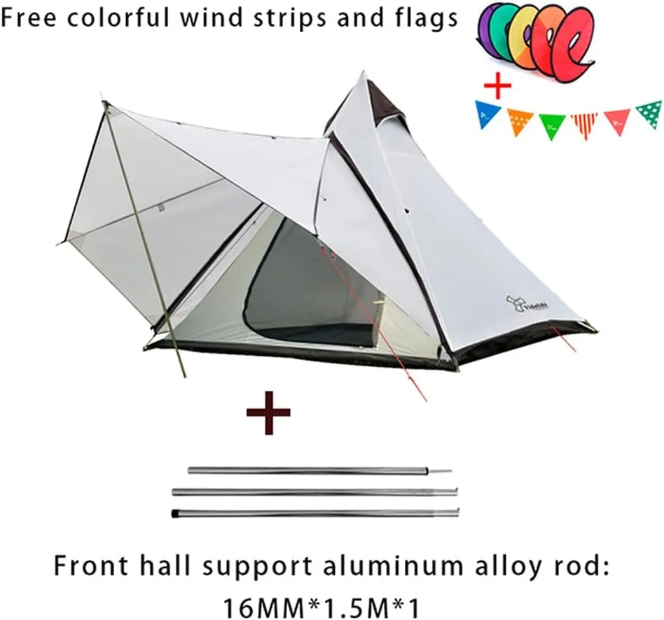 Outdoor Waterproof 4 Personen Yurt Bell Tent Family Teepee Tent Double Layers Indian Tipi Tent Suitable for Truck Camping Hiking Holidays