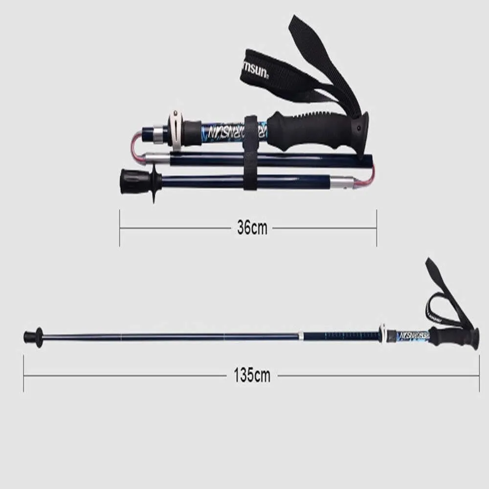 Outdoors Compact Hiking Sticks with Quick Lock System and Adjustable Wrist Straps, Telescopic, Collapsible, Ultralight for Hiking, Camping