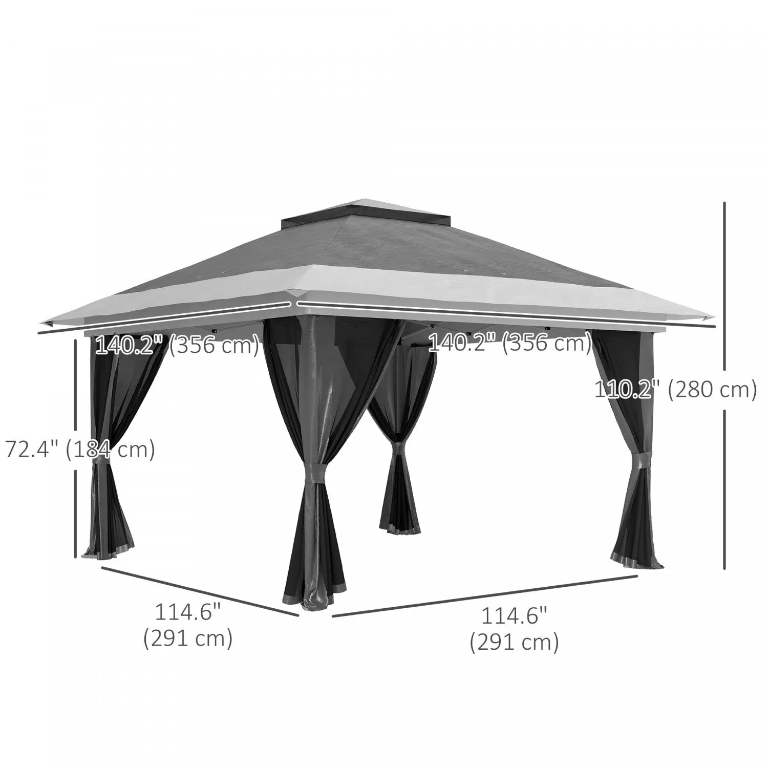 Outsunny 11.7' X 11.7' Pop Up Canopy Tent With Sand Bags, Upf50 