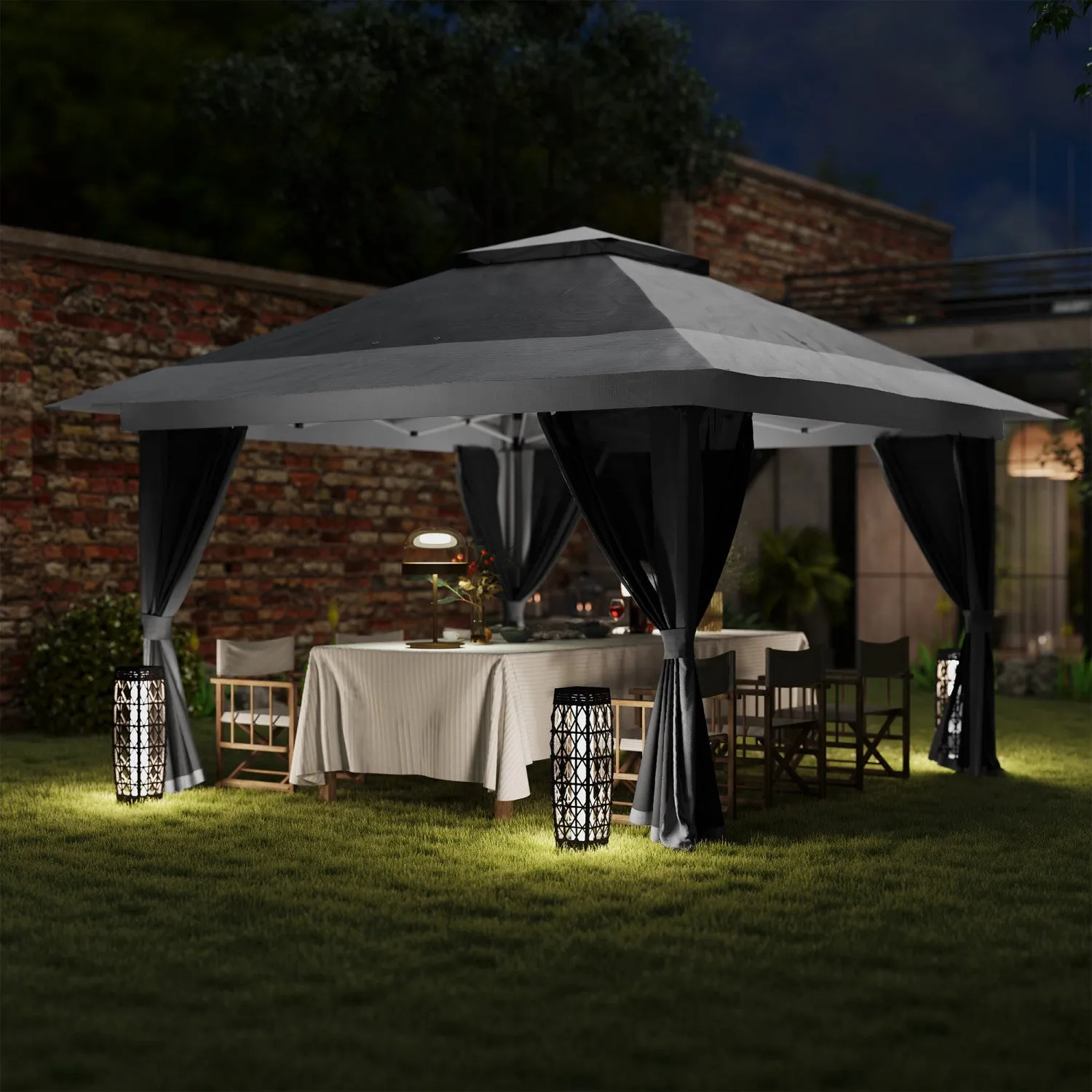 Outsunny 11.7' X 11.7' Pop Up Canopy Tent With Sand Bags, Upf50 