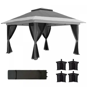 Outsunny 11.7' X 11.7' Pop Up Canopy Tent With Sand Bags, Upf50 