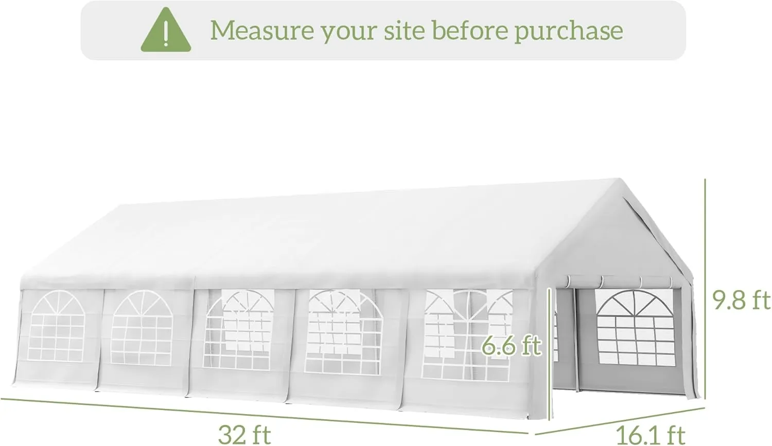 Outsunny 16 x 32 ft Heavy Duty Party Tent Outdoor Gazebo Wedding Tent Event Shelter Carport BBQ with Removable Sidewalls & Windows, Outside Waterproof Canopy for Parties, White
