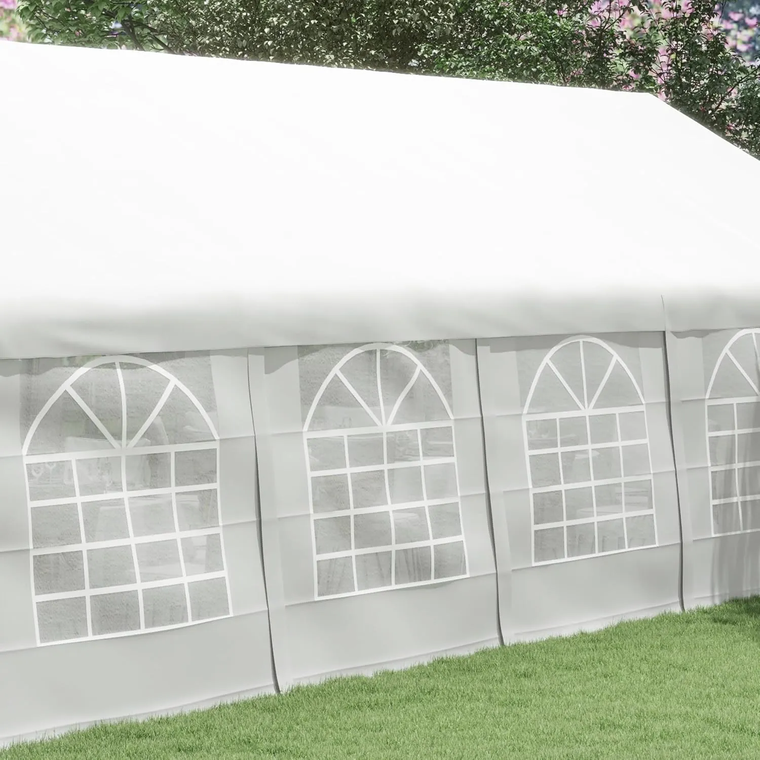 Outsunny 16 x 32 ft Heavy Duty Party Tent Outdoor Gazebo Wedding Tent Event Shelter Carport BBQ with Removable Sidewalls & Windows, Outside Waterproof Canopy for Parties, White
