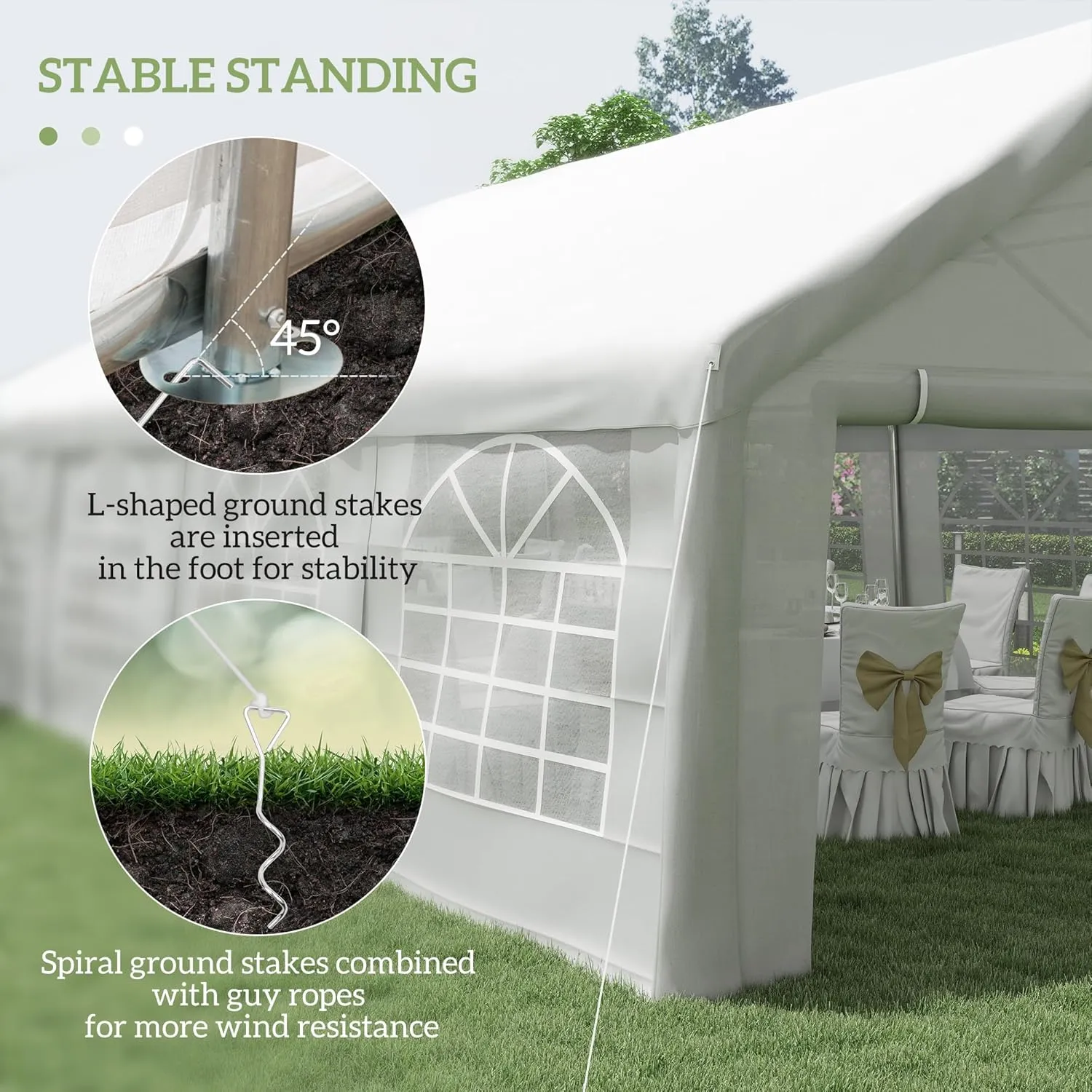 Outsunny 16 x 32 ft Heavy Duty Party Tent Outdoor Gazebo Wedding Tent Event Shelter Carport BBQ with Removable Sidewalls & Windows, Outside Waterproof Canopy for Parties, White