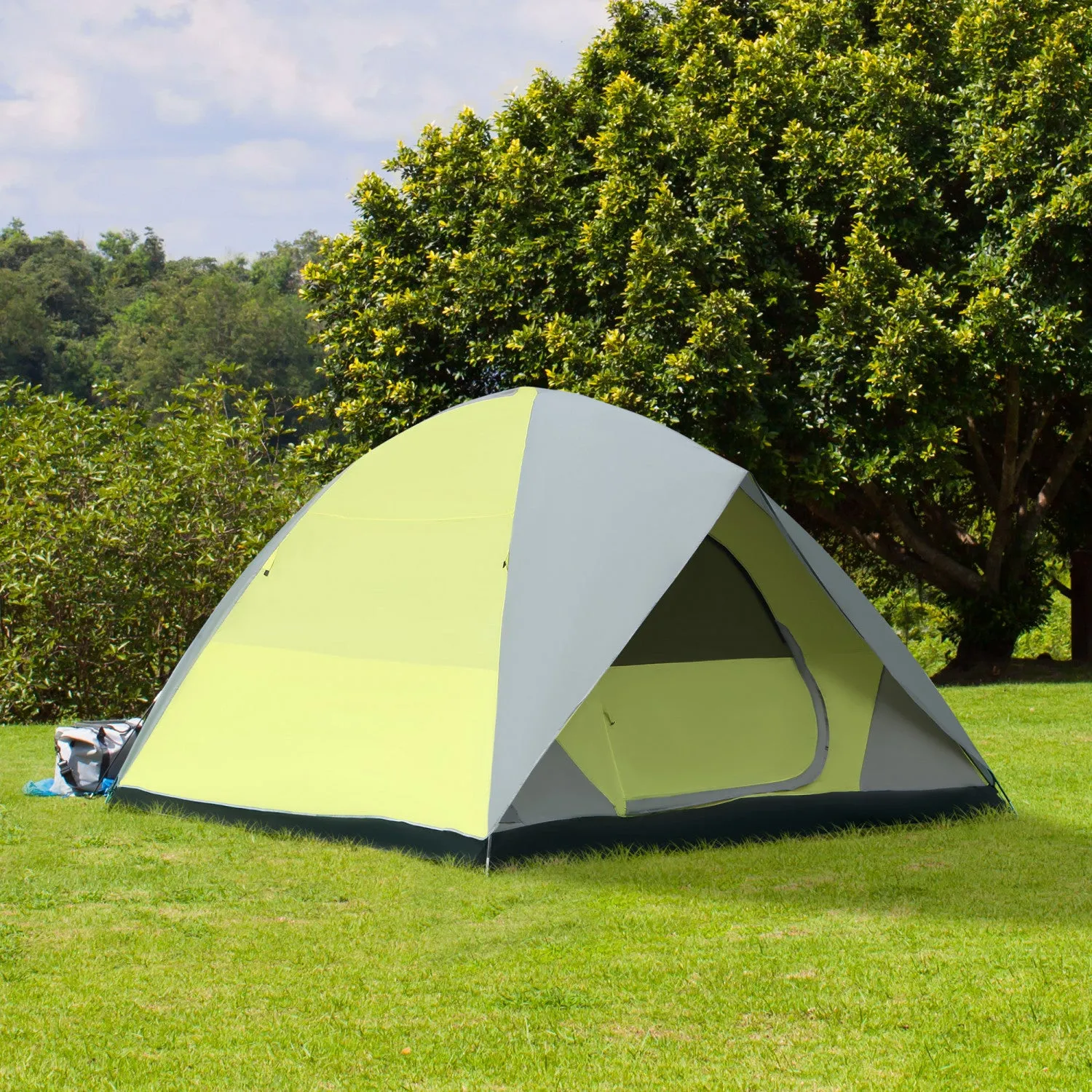Outsunny 6- Person Family Dome Tent With Removable Rain Fly, Waterproof Camping Tent For Backpacking|Outsunny Tente De Camping Dome Familiale 6 Personnes Avec Double Couche Amovible Etanche Pour Randon
