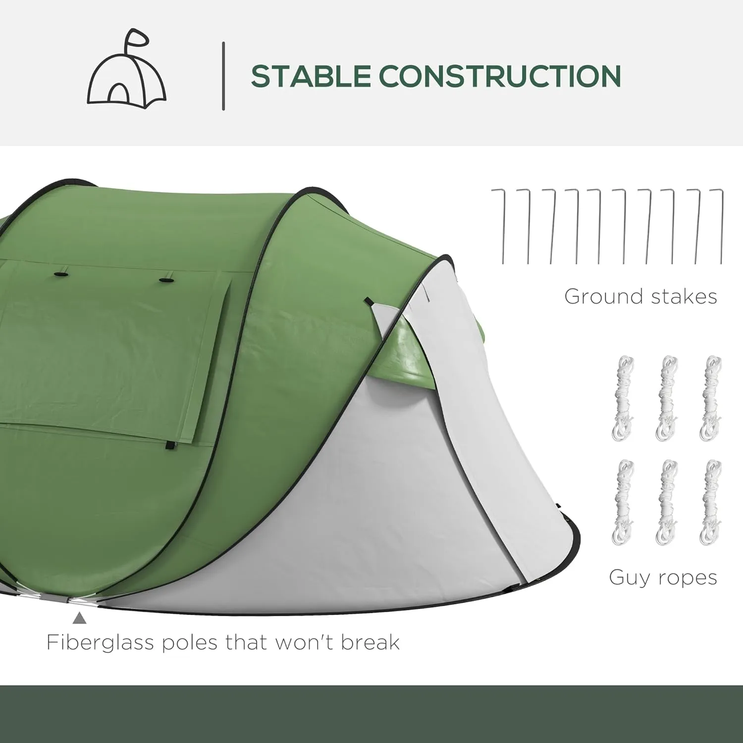 Outsunny Large Camping Tent with 10 Person Floorspace, Rain Cover & Breathable Mesh Roof, Cabin Tent 8 Person Size, Big Family Tent Camping Accessory