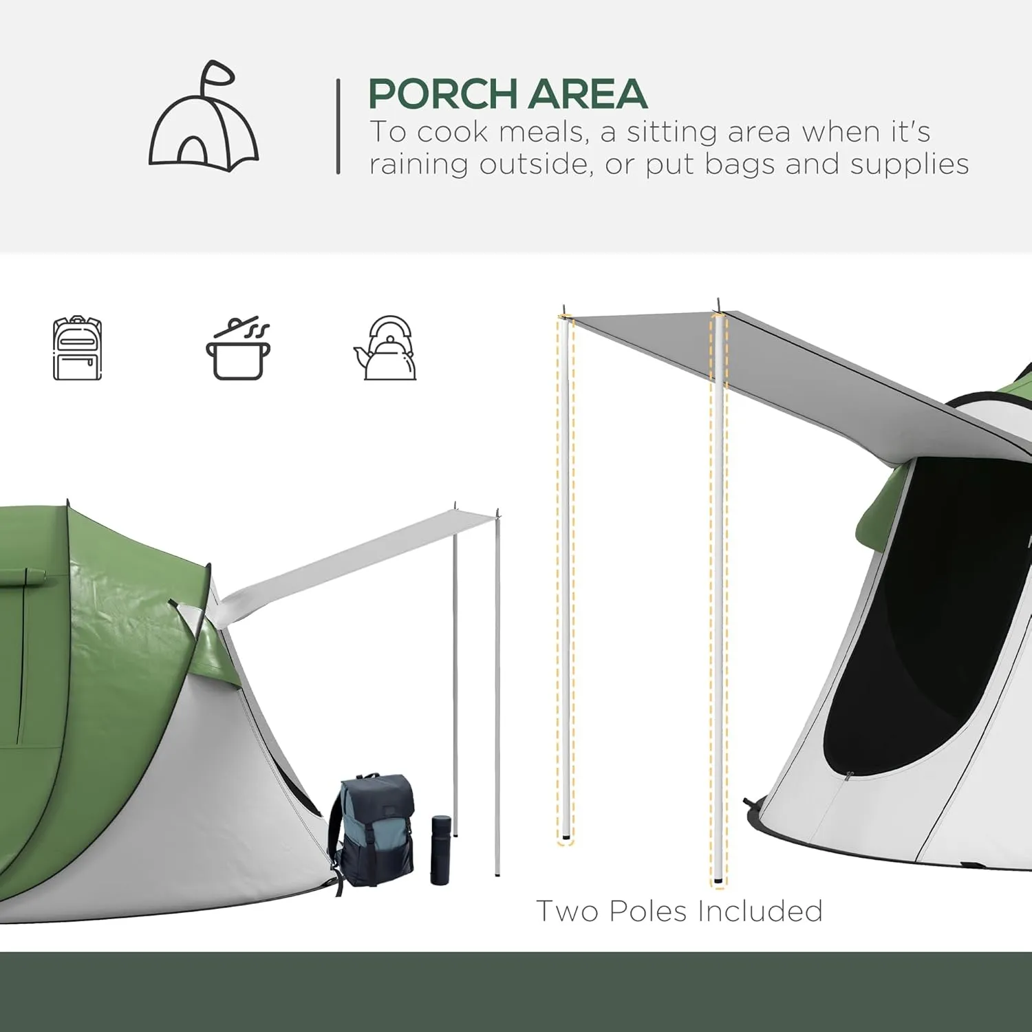 Outsunny Large Camping Tent with 10 Person Floorspace, Rain Cover & Breathable Mesh Roof, Cabin Tent 8 Person Size, Big Family Tent Camping Accessory