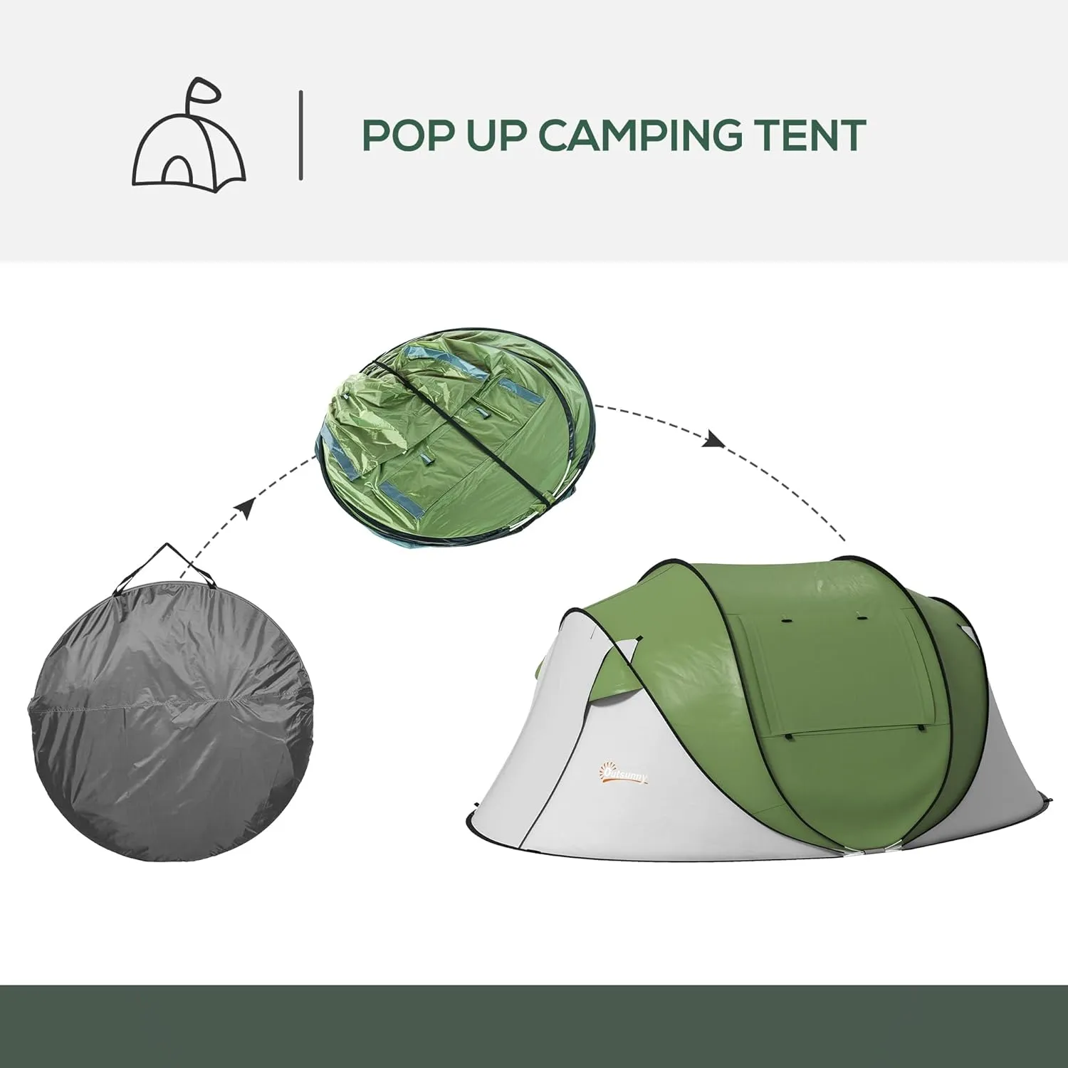 Outsunny Large Camping Tent with 10 Person Floorspace, Rain Cover & Breathable Mesh Roof, Cabin Tent 8 Person Size, Big Family Tent Camping Accessory