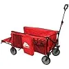 Ozark-Trail Folding Camping Wagon with Tailgate & Extension Handle, Heavy-Duty Collapsible Cart for Outdoor, Beach, Garden, Sports, Utility Storage, Compact, All-Terrain Wheels, Red Polyester Fabric