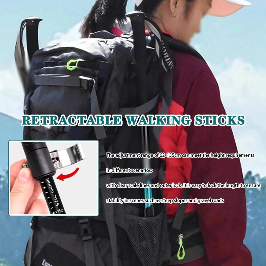 Pair of 2 Aluminum Hiking Sticks, Quick Locking Trekking Poles, for Seniors, Men, and Women, with Wrist Strap