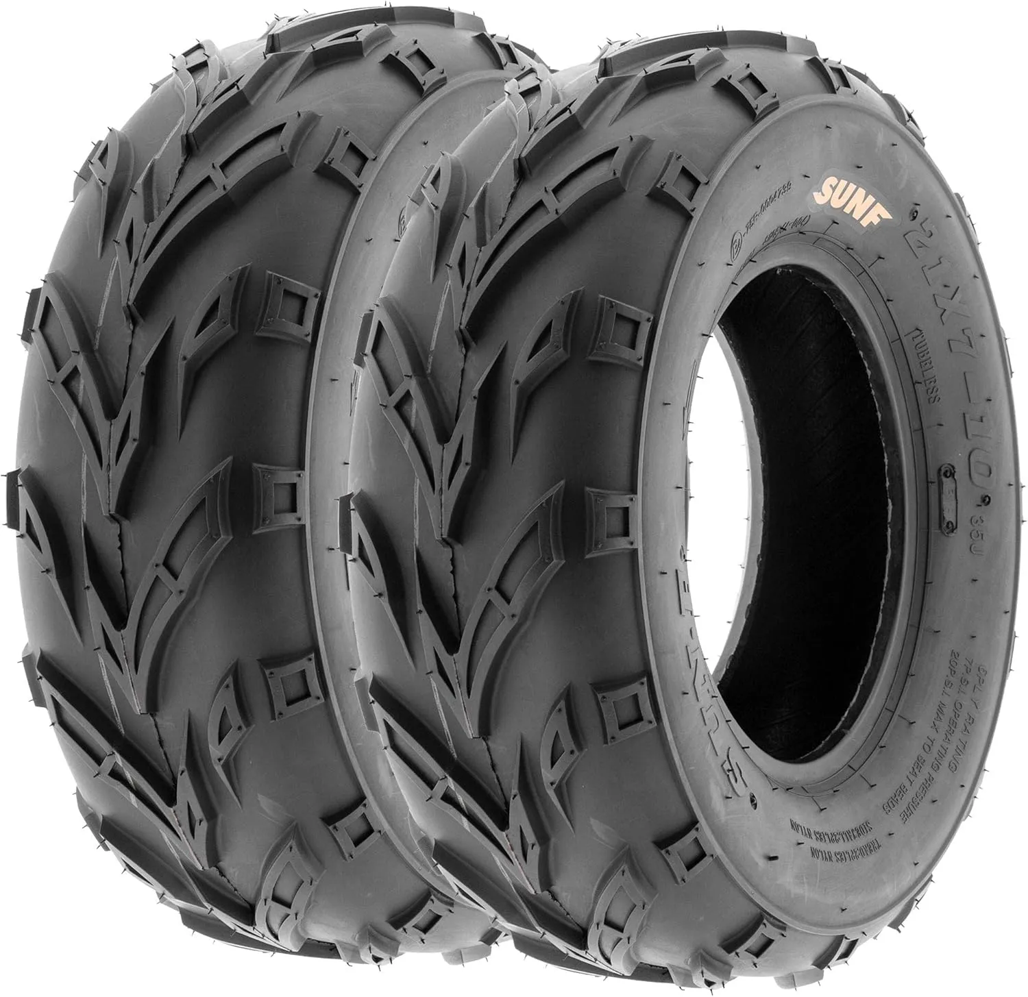 Pair of 2 SunF A004 ATV UTV 21x7-10 AT off-road Tires, Trail & Track, 6 PR, Tubeless