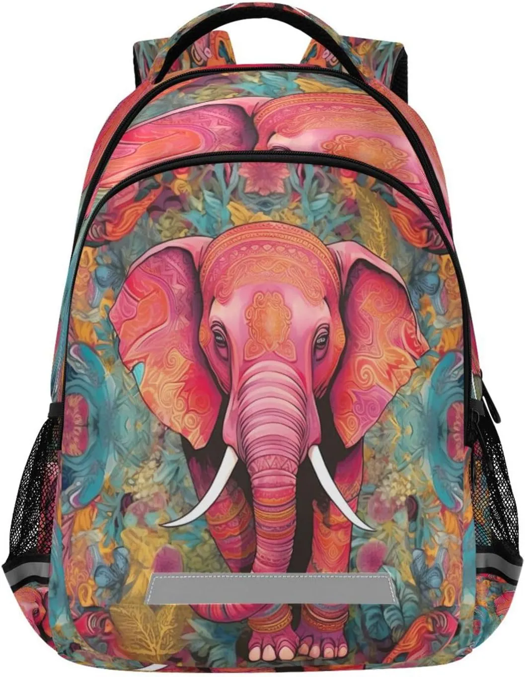 Paisley Elephant Design Waterproof Backpack - Casual Outdoor Sports Daypack with Ergonomic Shoulder Straps#649
