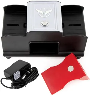 PakyKai Automatic Card Shuffler 2 Decks, Plug/Battery Operated, One Key Shuffle Casino Electric Poker Shuffling Machine, Magnetic Tray, for UNO/Home Party Poker/Blackjack/Texas Hold'em