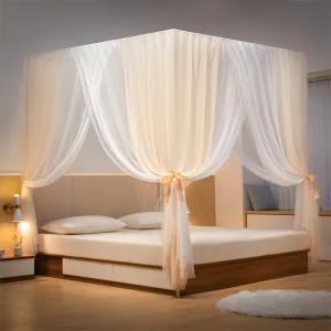 Palace Mosquito nets Solid Color Three-Door Floor-to-Ceiling Tents, 1.5*2.0m, Double Champagne