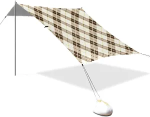 Pastel Brown Plaid Designed UPF50  Protection Beach Cabana Tent Water-Resistant Shade Sun Shelter with Sandbags, Sand Shovel, Poles for Camping, Picnics, Backyard & Fishing tienda para Playa