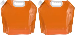 PATIKIL 1.3 Gallon 5L Collapsible Water Container Bag, 2 Pack Plastic Storage Jug Folding Water Bag for Camping, Hiking, Emergency Water Storage, Orange