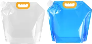 PATIKIL 1.3 Gallon Collapsible Water Container Bag, 2 Pack Plastic Storage Jug Folding Water Bag for Camping, Hiking, Emergency Water Storage, Clear Blue