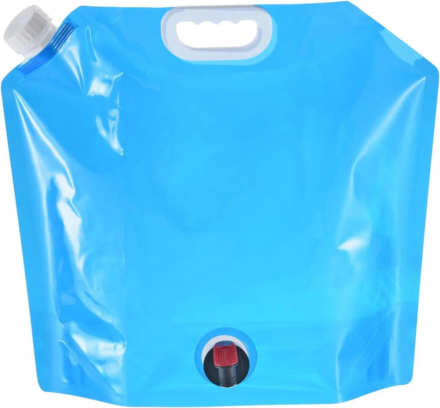 PATIKIL 2.6 Gallon Collapsible Water Container Bag with Spigot, PE Storage Jug Folding Water Bag for Camping, Hiking, Emergency Water Storage, Blue