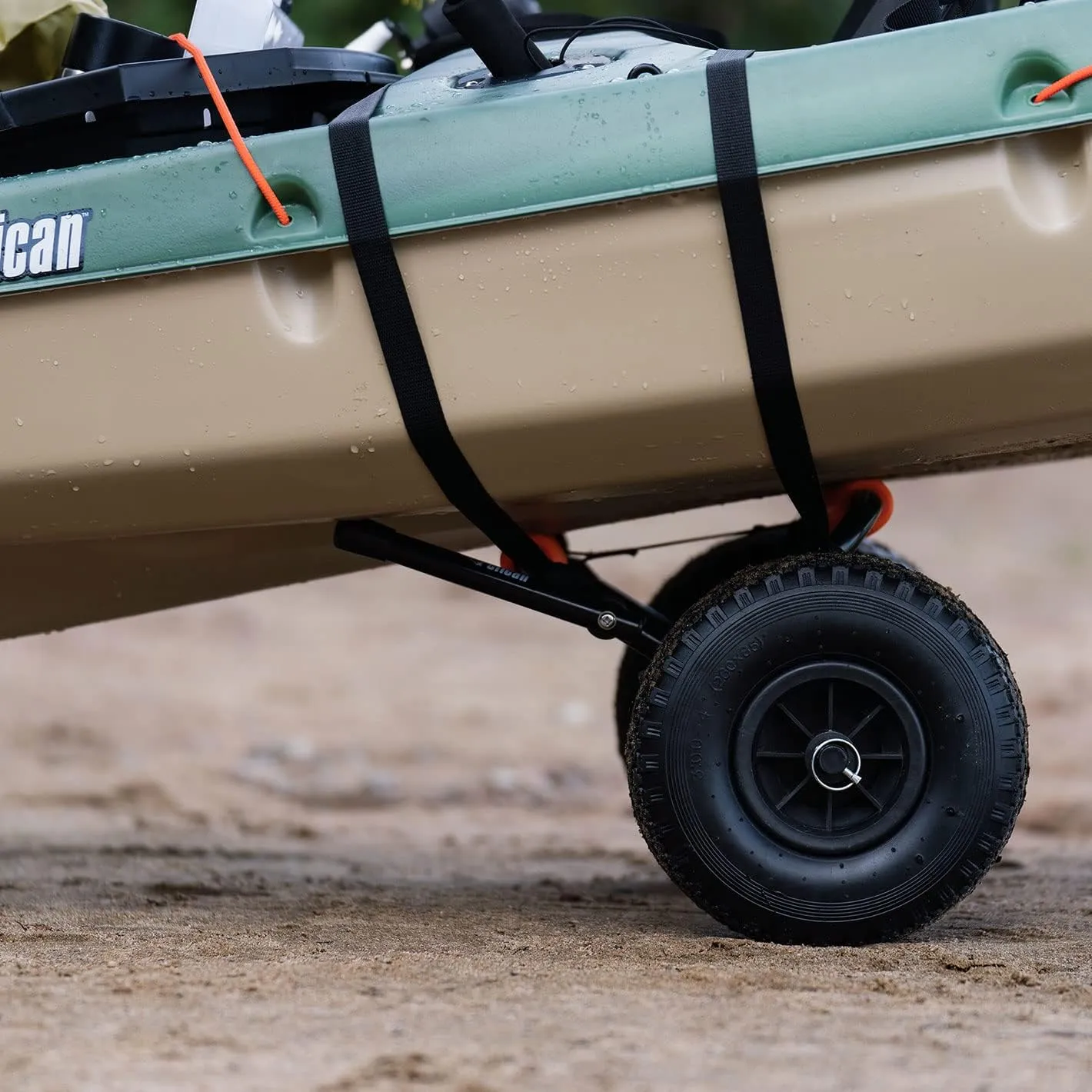 Pelican - Universal Canoe, Kayak & Stand Up Paddle SUP Cart Carrier - Fold Together Trolley with Wide Removable Inflatable Tires