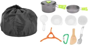 Picnic Cookware Set, Portable Outdoor Cookware Set, Survival Kit for Camping, Hiking Backpacking Emergency Preparedness(AT6384-B)