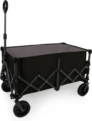 PICNIC TIME Wilderness Wagon Collapsible Folding Wagon, Outdoor Wagon Cart, Sport Utility Wagon, (Black & Gray)