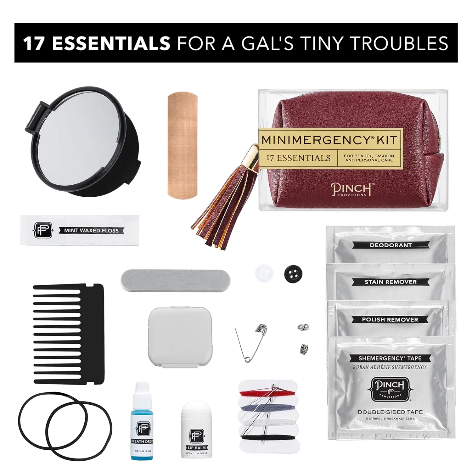 Pinch Provisions Minimergency Kit, Includes 17 Travel-Sized Cosmetic Essentials, Convenient for Purses, Emergency Beauty Accessories, Gifts for Holiday’s & Birthday’s