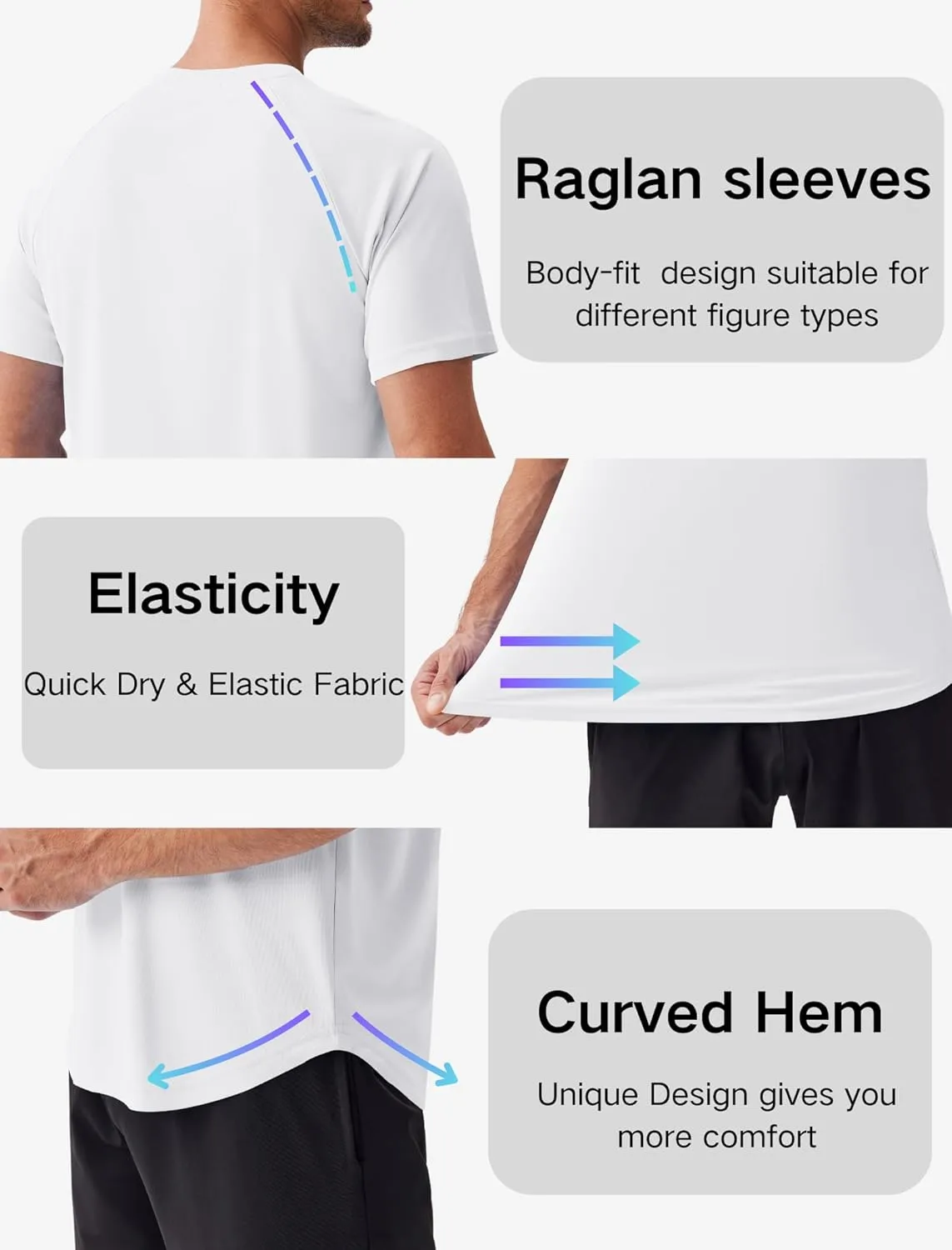 PINSPARK Mens 2 Pack UPF50  Sun Protection Swim Surf Short Sleeve Athletic Shirts Rash Guard Quick Dry Performance Shirts