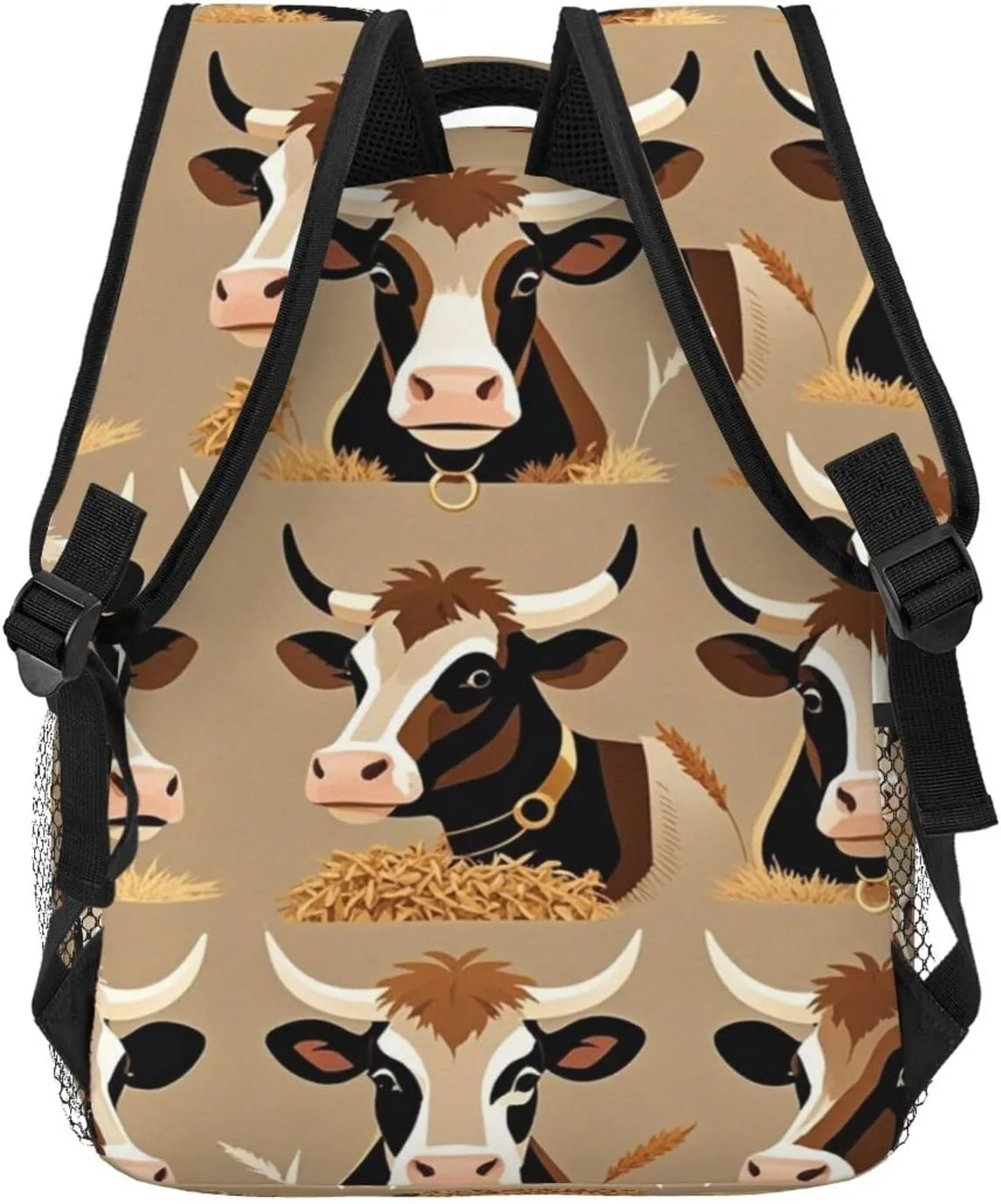 Polyester Daypack Backpack for Climbing Outdoors Running - Big Capacity Multipurpose Anti-Theft Bookbag, Cute Cattle Art Travel Hiking & Camping Rucksack