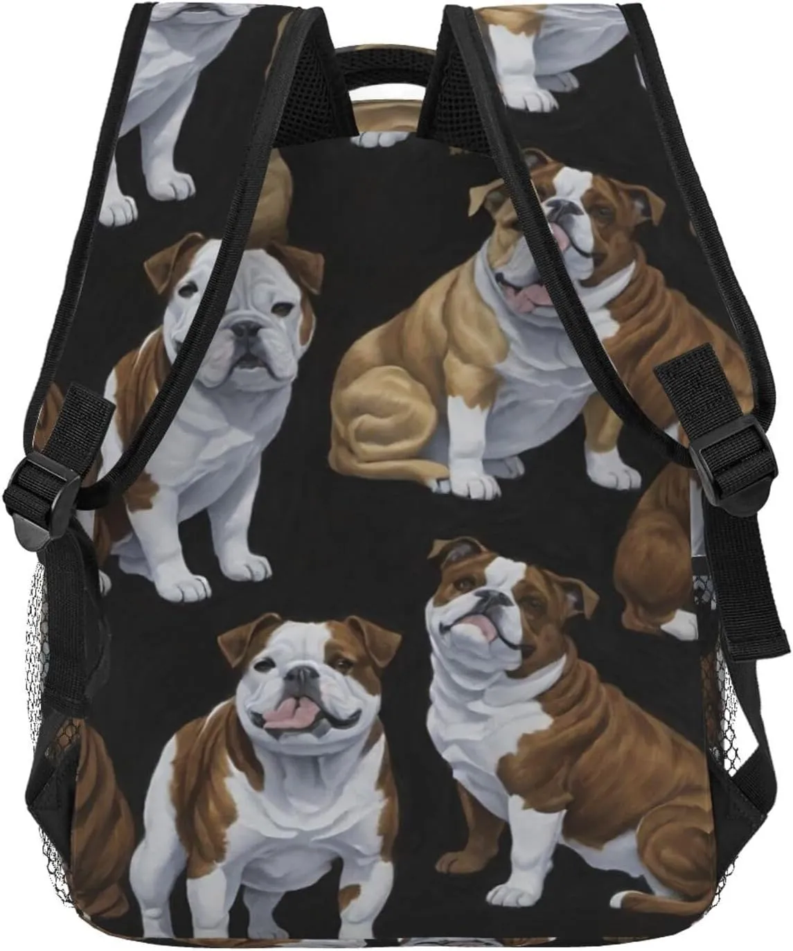 Polyester Daypack Backpack for Sports Travel Running - Big Capacity Anti-Theft Multipurpose Carry On Bag, English Bulldogs Art Laptop Book Bag Rucksack