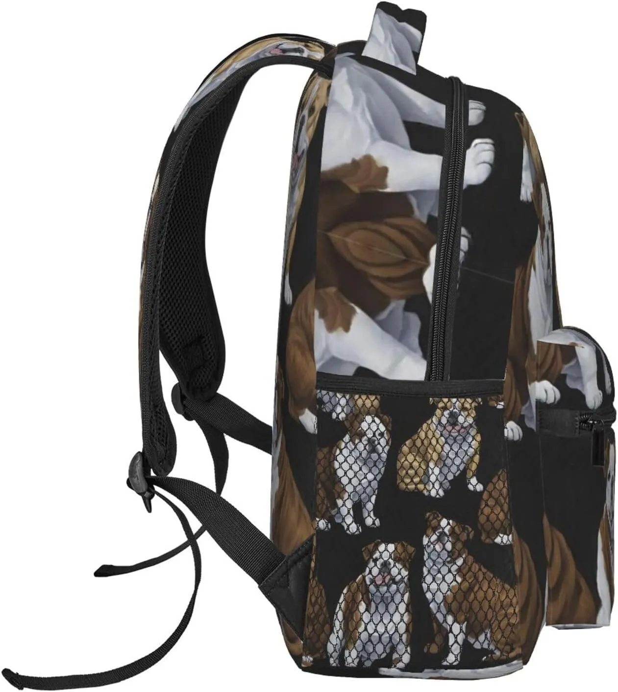 Polyester Daypack Backpack for Sports Travel Running - Big Capacity Anti-Theft Multipurpose Carry On Bag, English Bulldogs Art Laptop Book Bag Rucksack