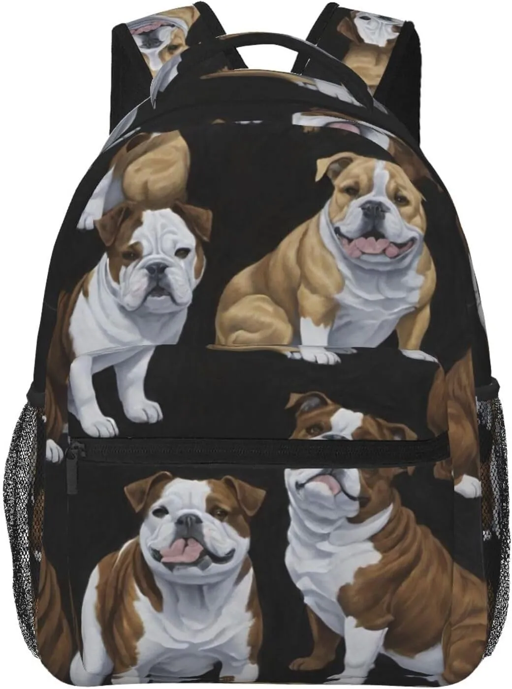 Polyester Daypack Backpack for Sports Travel Running - Big Capacity Anti-Theft Multipurpose Carry On Bag, English Bulldogs Art Laptop Book Bag Rucksack