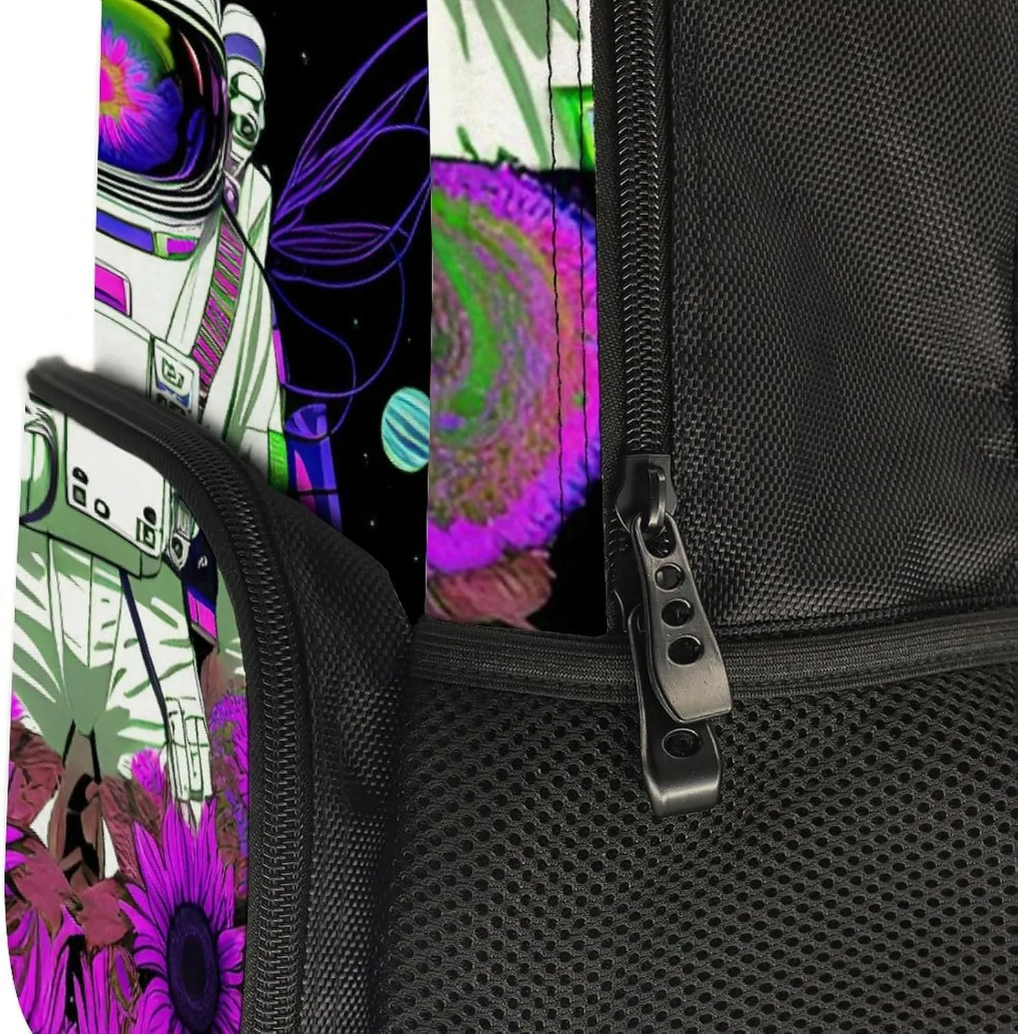 Polyester Daypack for Hiking Work Running - Big Capacity Anti-Theft Multipurpose Shoulder Bag, Psychedelic Space Astronaut Sunflower Snake Art Travel and Sport Backpack Rucksack