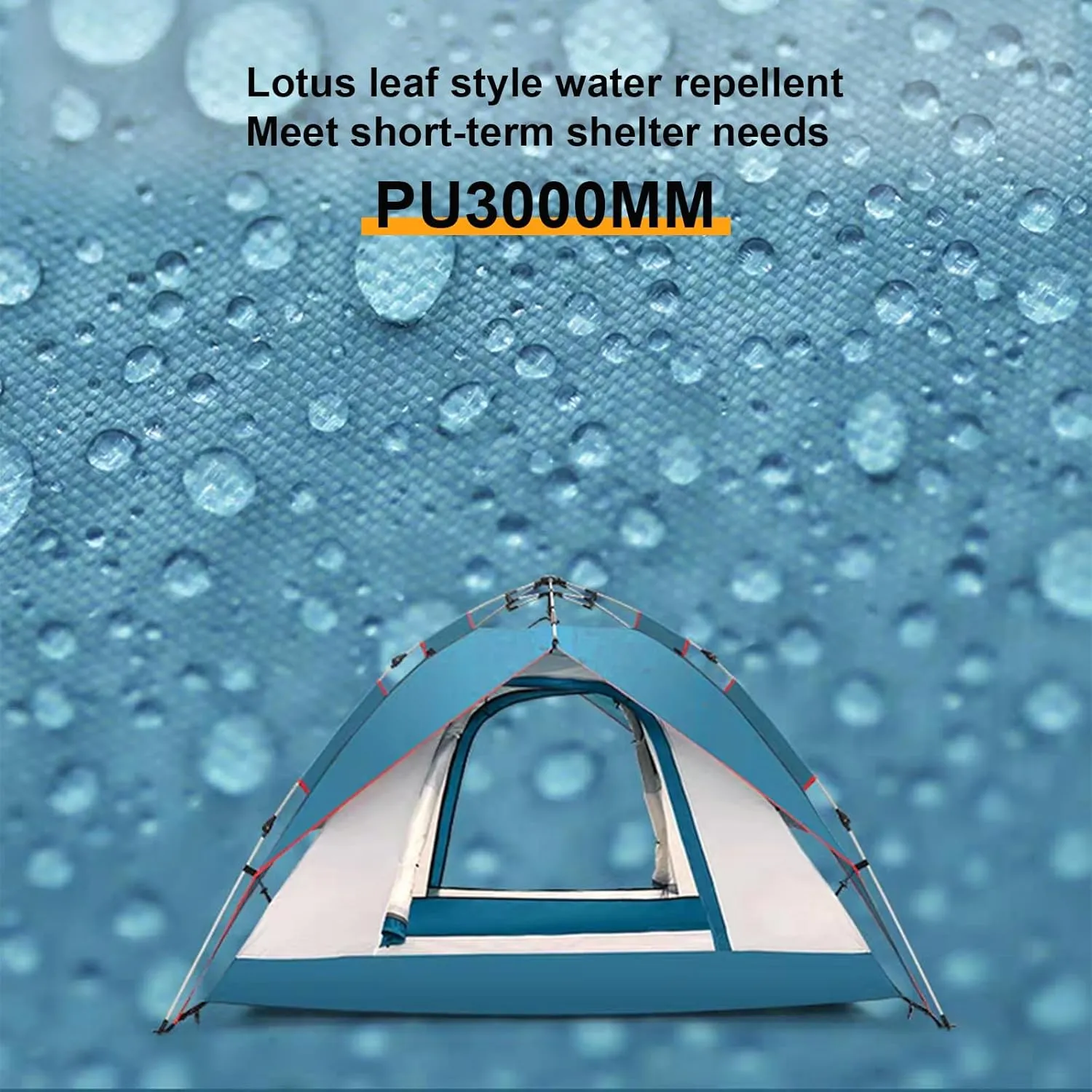 Pop-Up Camping Tent,Dome Tent,3-4 Person Family Tent with Thick Air Mattress Pad, Carry Bag, and Spacious Interior,Lightweight Tent for Camping, Traveling, Hiking, Outdoor(B,Blue)