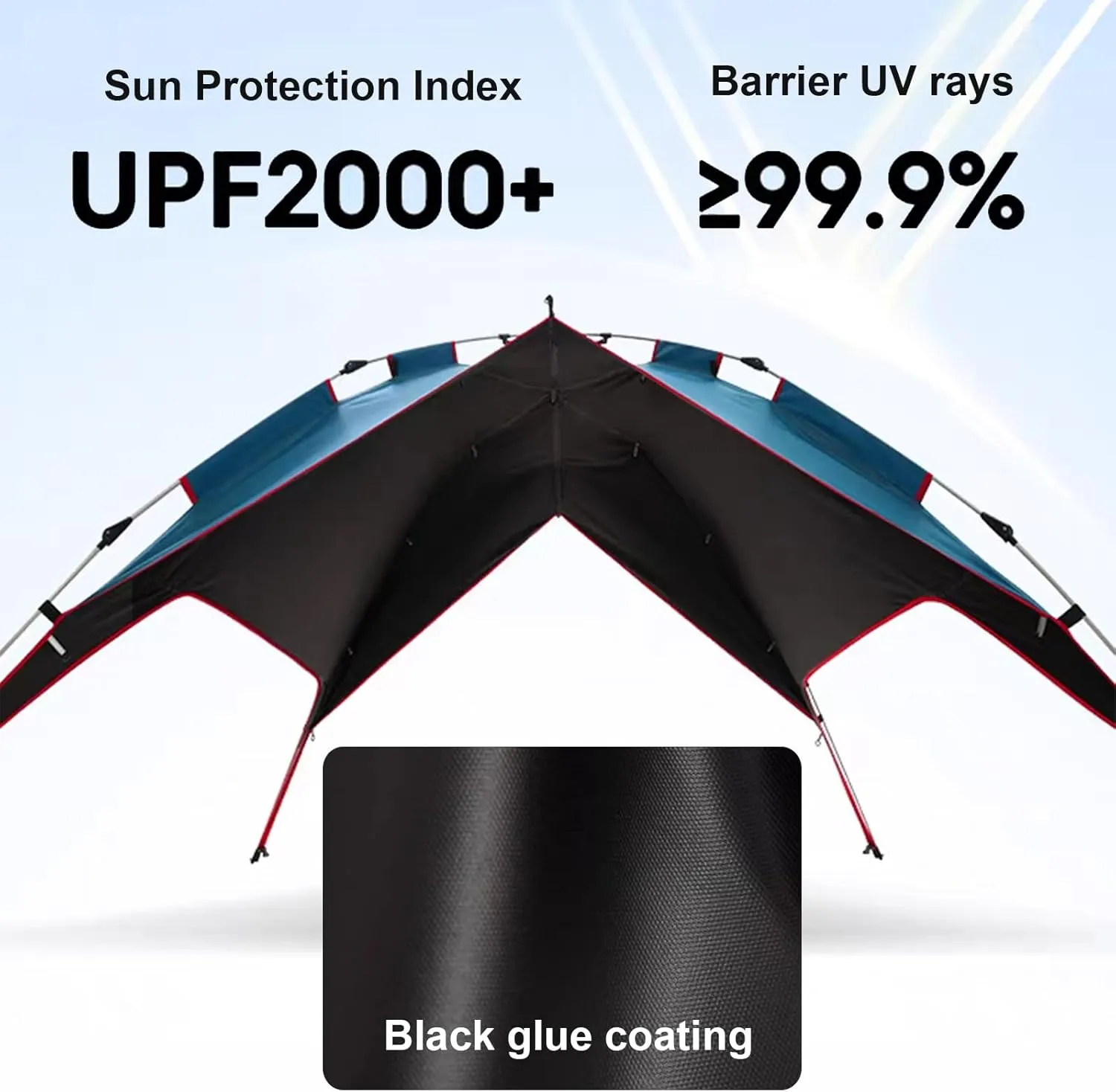 Pop-Up Camping Tent,Dome Tent,3-4 Person Family Tent with Thick Air Mattress Pad, Carry Bag, and Spacious Interior,Lightweight Tent for Camping, Traveling, Hiking, Outdoor(B,Blue)
