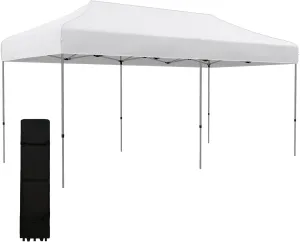 Pop Up Canopy Tent,Instant Sun Shelter with 3-Level Adjustable Height,Easy Up Outdoor Tent for Parties with Wheeled Carry Bag for Garden,Patio,White