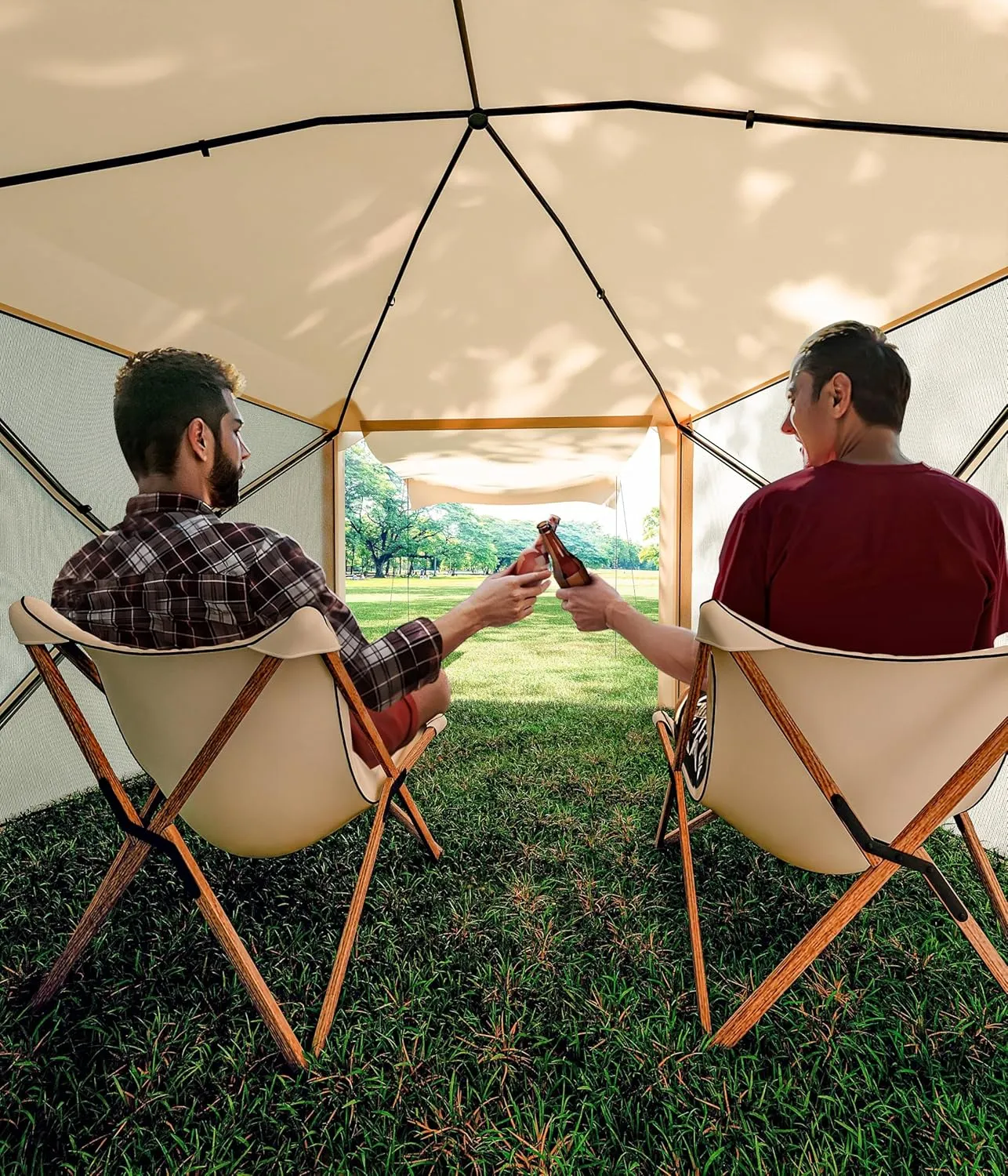 Pop-Up Screen Tent Gazebo, Pentagonal Camping Tent with 5 Sided Canopy Shelter and Made from 210 D Oxford Fabric for Patio, Backyard, and Lawn