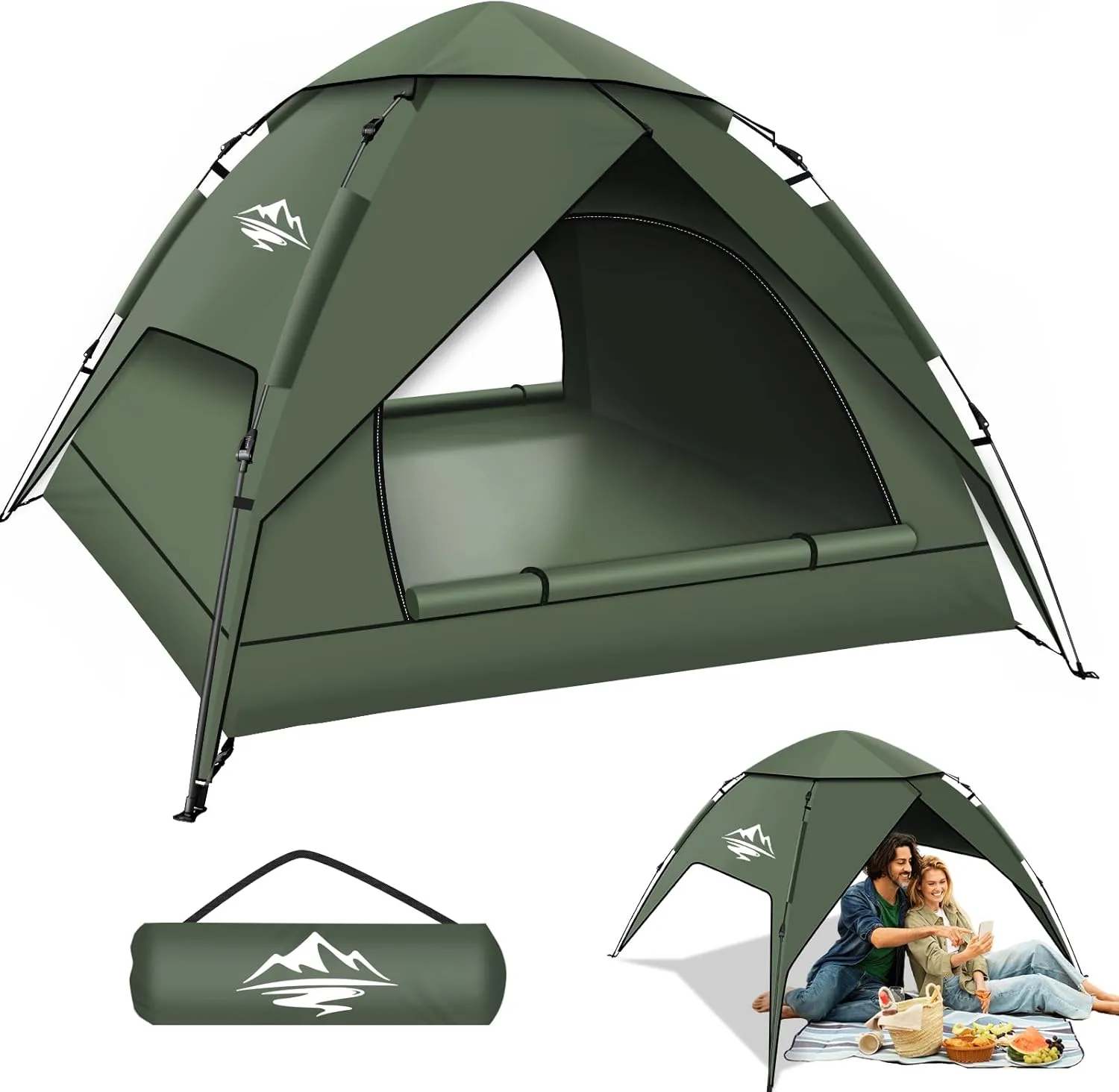 Pop Up Tents for Camping,2-3 Person Tent Easy Setup,Waterproof & Windproof Camping Tents, 60S Instant Double Layer Tent for Trekking, Family, Backpacking