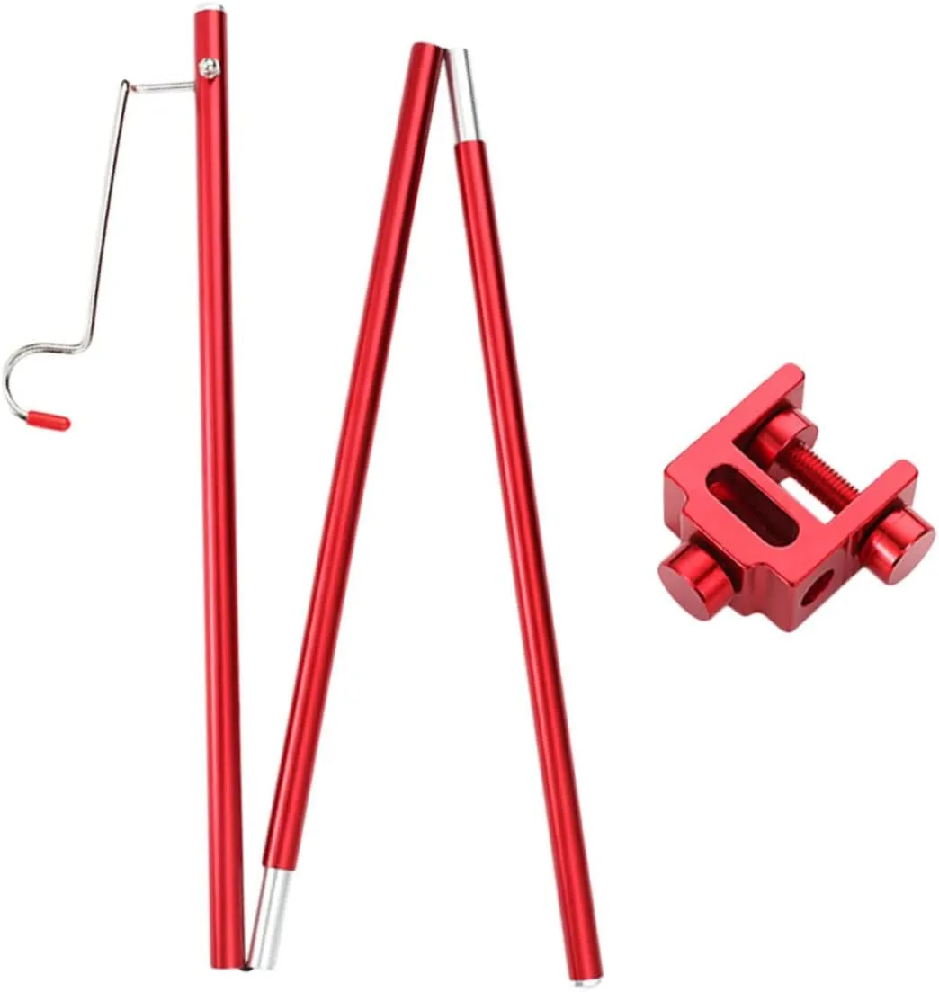 POPETPOP 1 Set Portable Aluminum Alloy Lamp Stand Rotatable Hook for Camping Hiking and Outdoor Use Lightweight Sturdy and Easy to Carry for Hanging Lanterns and Lights Red