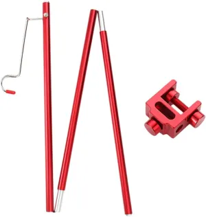 POPETPOP 1 Set Portable Aluminum Alloy Lamp Stand Rotatable Hook for Camping Hiking and Outdoor Use Lightweight Sturdy and Easy to Carry for Hanging Lanterns and Lights Red