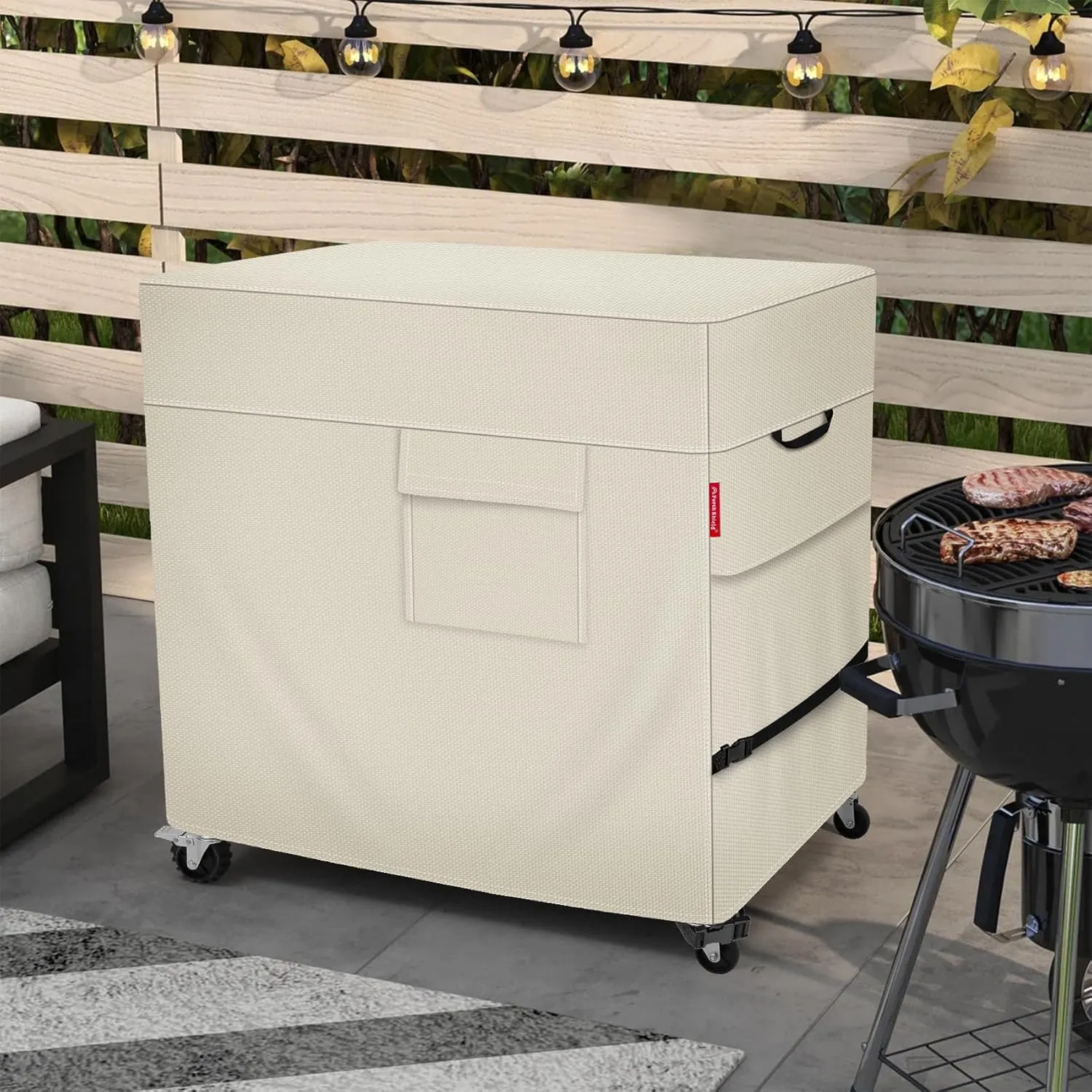 Porch Shield Waterproof Rolling 80-100 Qt Cooler Cart Cover Fits Most Patio Ice Chest Party Cooler (Light Tan, 32"L x 18"W x 30"H)