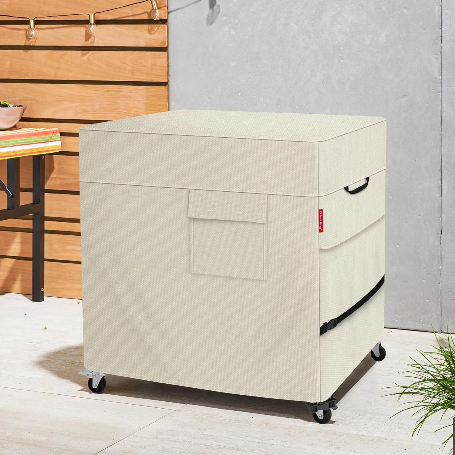 Porch Shield Waterproof Rolling 80-100 Qt Cooler Cart Cover Fits Most Patio Ice Chest Party Cooler (Light Tan, 32"L x 18"W x 30"H)