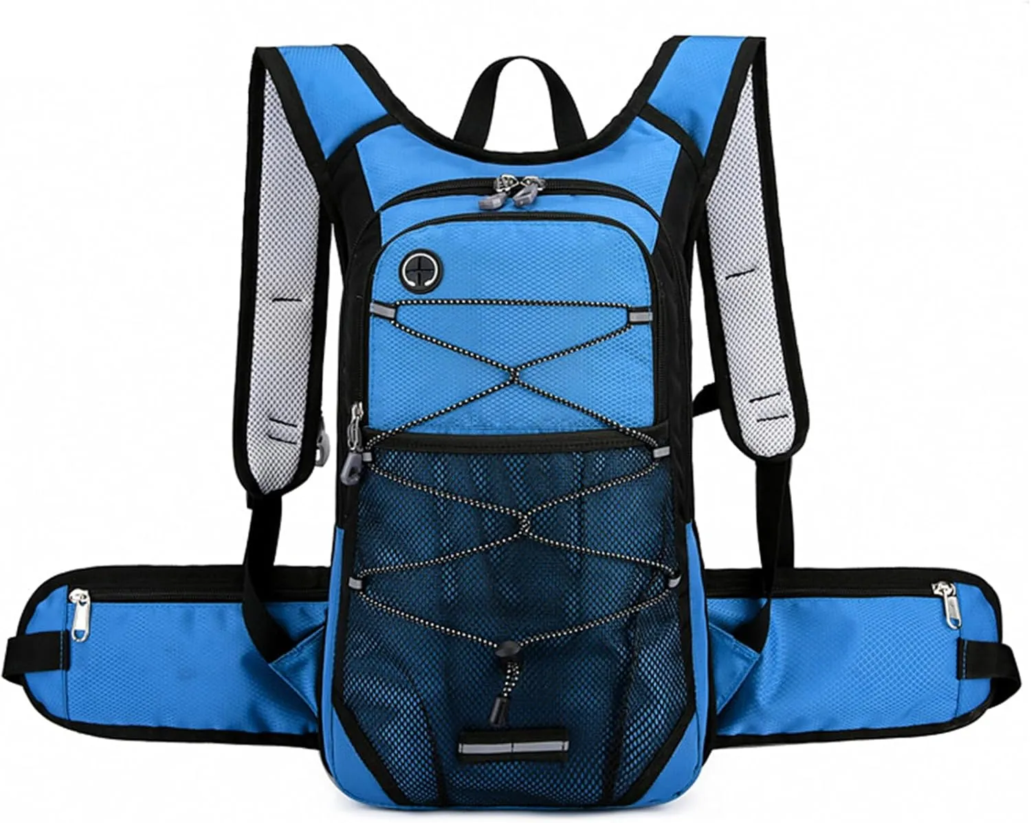 PORRASSO Hiking Backpack 19L Waterproof Daypack Rucksack with Earphone Hole Breathable Backpack for Women Men Trekking Cycling Climbing Outdoor Sports Light Blue