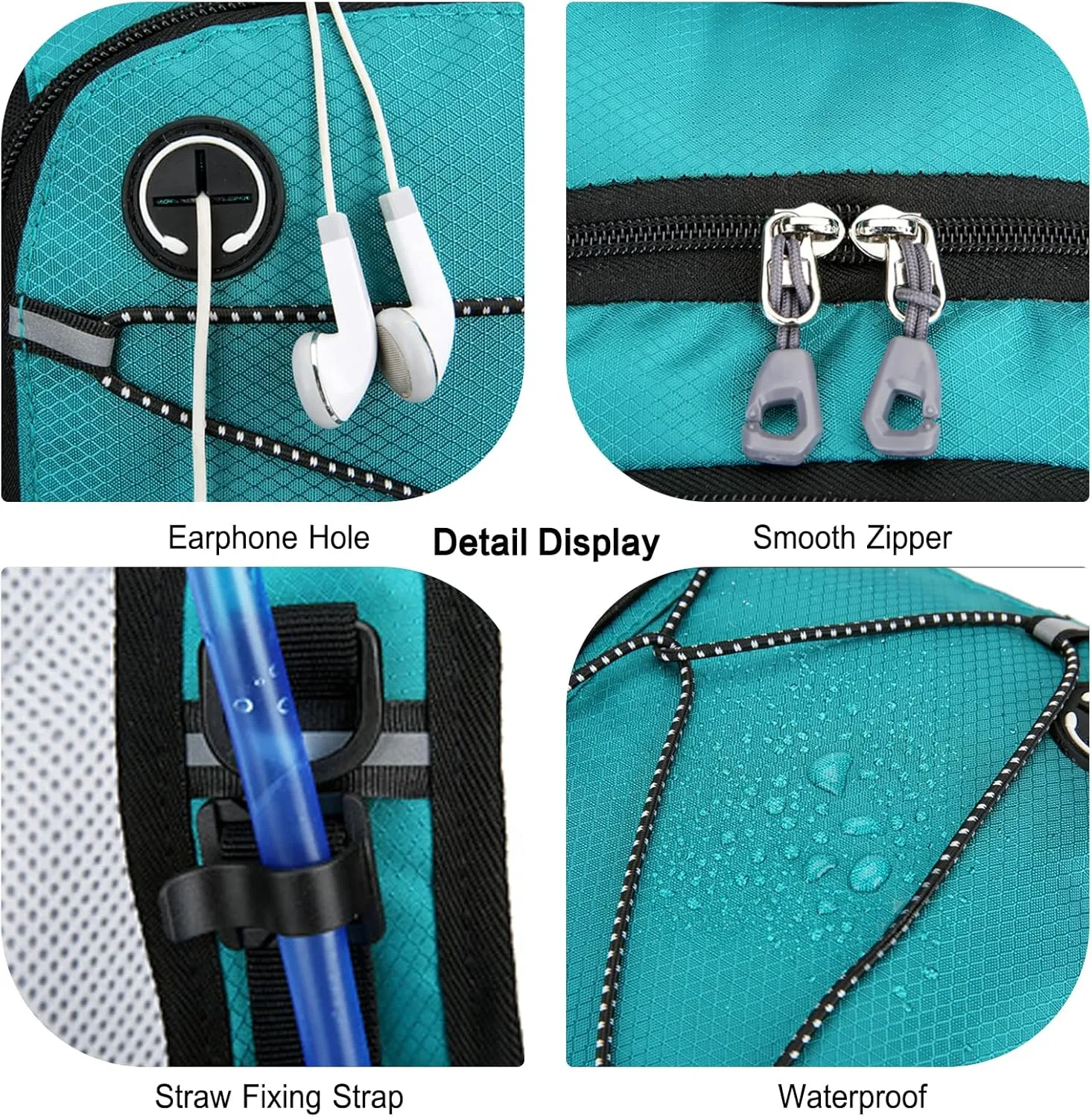 PORRASSO Hiking Backpack 19L Waterproof Daypack Rucksack with Earphone Hole Breathable Backpack for Women Men Trekking Cycling Climbing Outdoor Sports Light Blue
