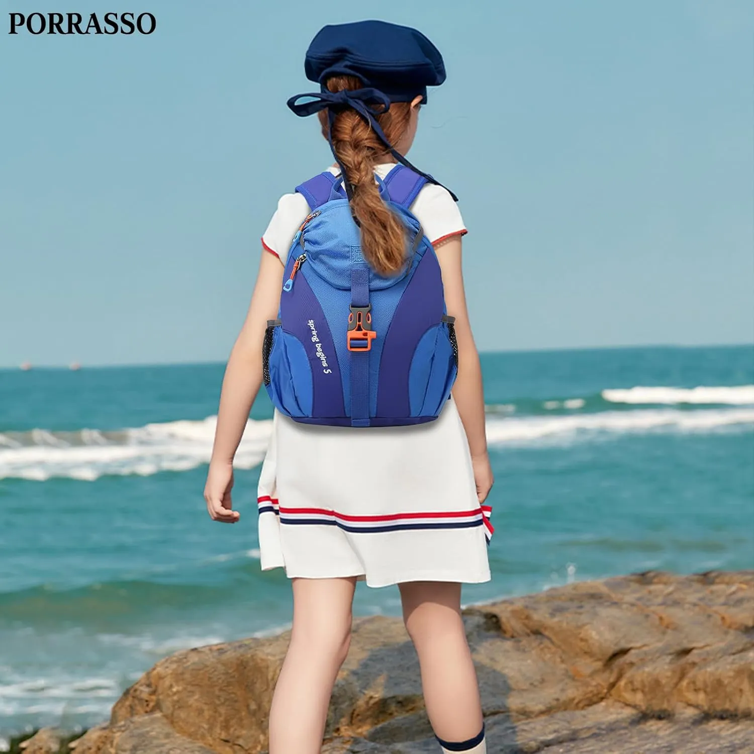 PORRASSO Hiking Backpack 5L Daypack Rucksack Lightweight Waterproof Women Men Backpack for Camping Daily Use Blue