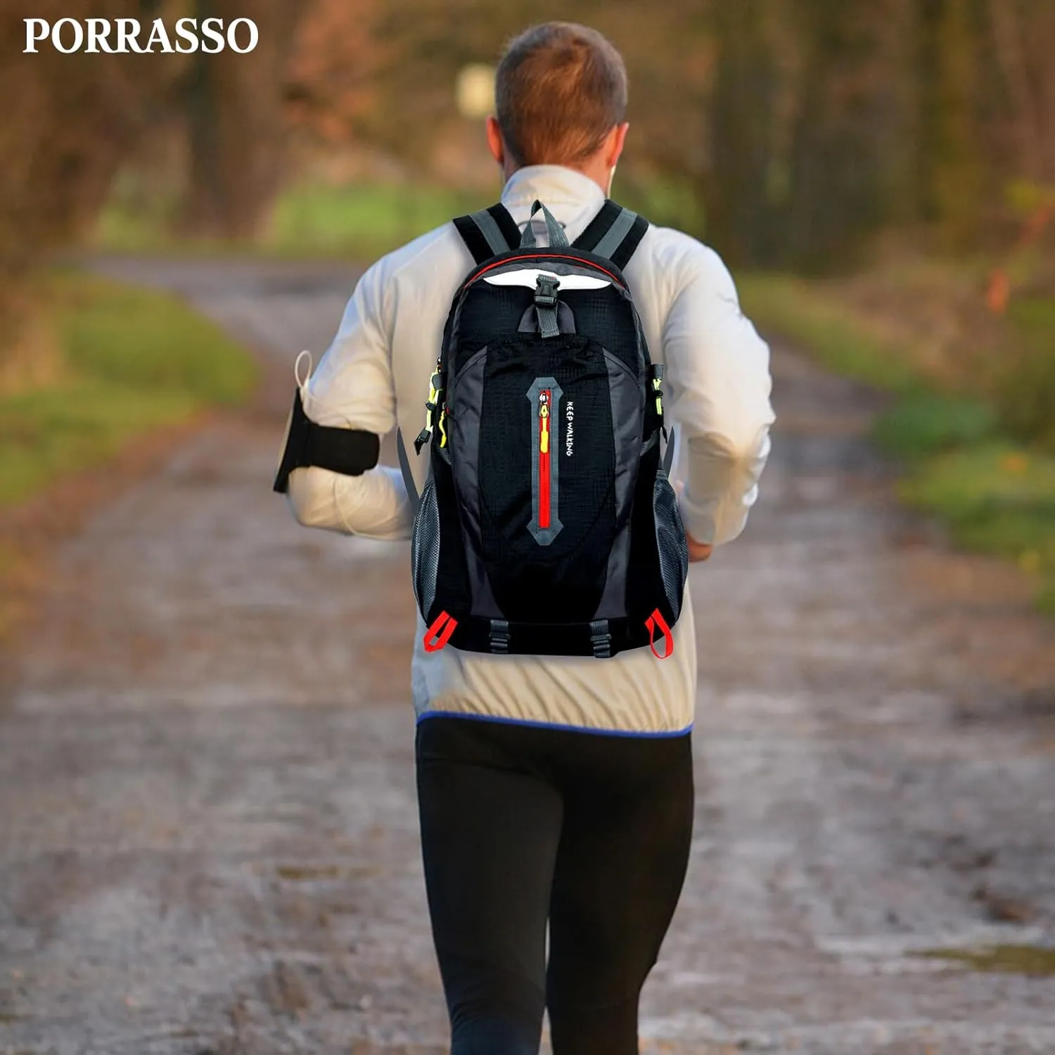 PORRASSO Hiking Backpack Waterproof Rucksack 25L Daypack Durable Backpack for Women Men Camping Climbing Travel Outdoor Sports Black