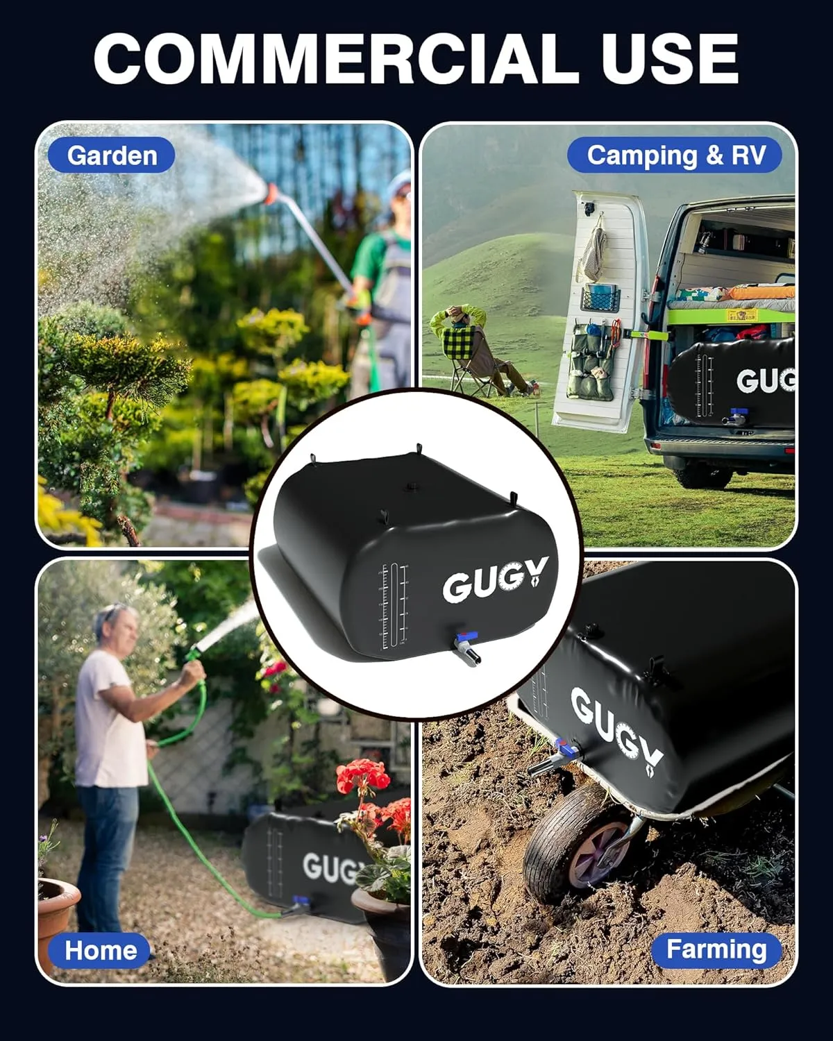 Portable 105 Gallon Water Bladder for Truck Bed,Carrier Cart Large Water Bob Bathtub Emergency Water Bladder for Outdoor RV & Car Camping,Water Storage Bladder with Spigot,Overflow Kit-Black 400L