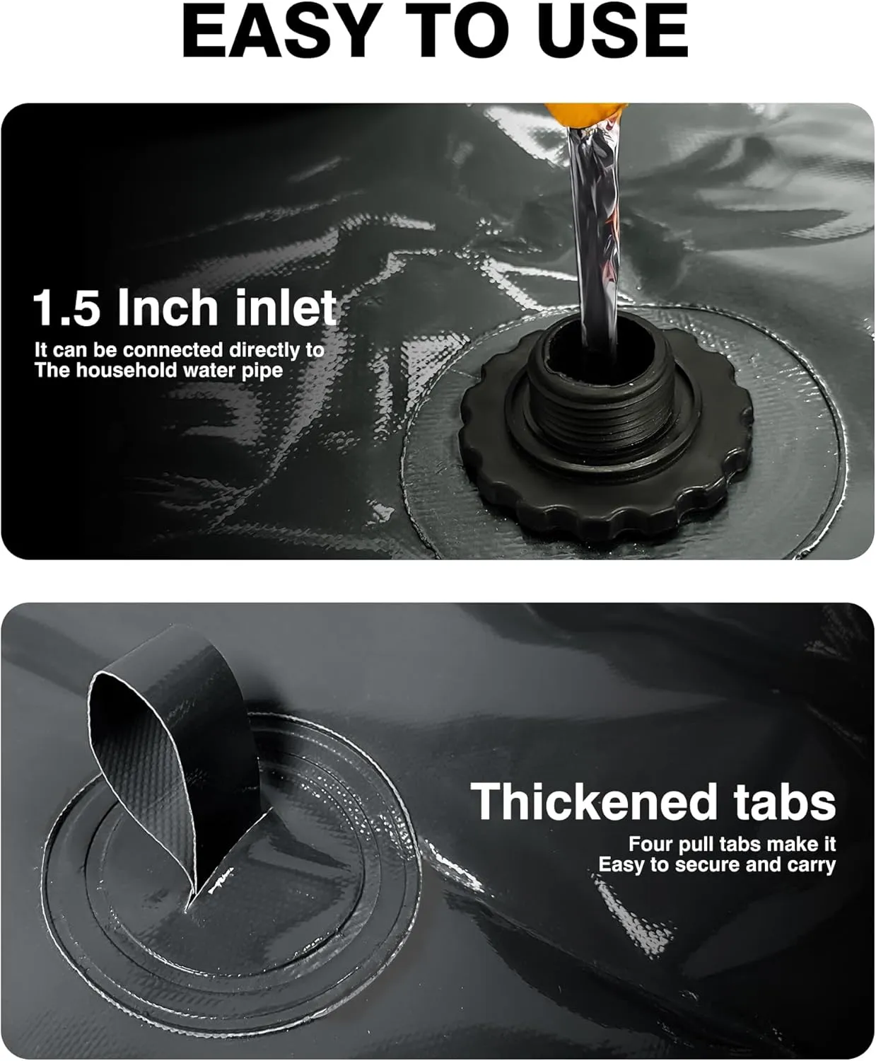 Portable 105 Gallon Water Bladder for Truck Bed,Carrier Cart Large Water Bob Bathtub Emergency Water Bladder for Outdoor RV & Car Camping,Water Storage Bladder with Spigot,Overflow Kit-Black 400L