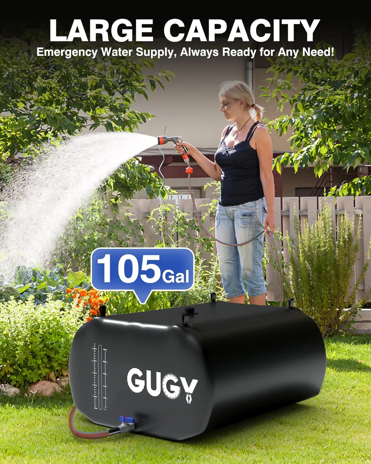 Portable 105 Gallon Water Bladder for Truck Bed,Carrier Cart Large Water Bob Bathtub Emergency Water Bladder for Outdoor RV & Car Camping,Water Storage Bladder with Spigot,Overflow Kit-Black 400L