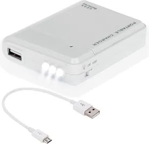 Portable AA Battery Travel Charger Compatible with Kurio Tab Ultra 2 and Emergency Re-Charger with LED Light! (Takes 4 AA Batteries,MicroUSB) [White]