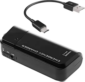 Portable AA Battery Travel Charger for Karbonn Titanium Dazzle 2 S202 and Emergency Re-Charger with LED Light! (Takes 2 AA Batteries) [Black]